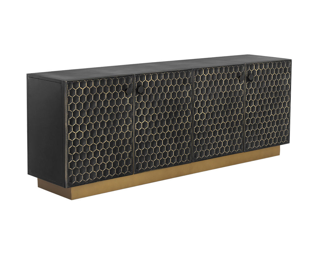 Sideboard, Large, Black, Brass tone