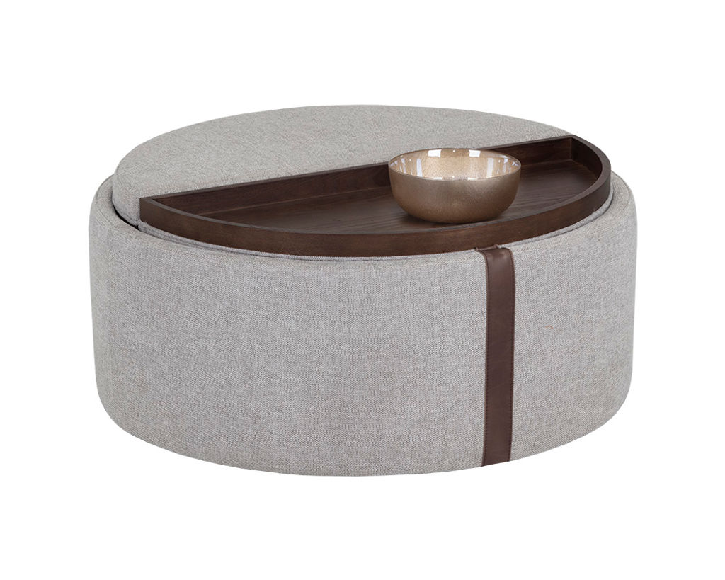 Preview image for Borelli Wheeled Storage Ottoman - Belfast Heather Grey / Autumn Chestnut