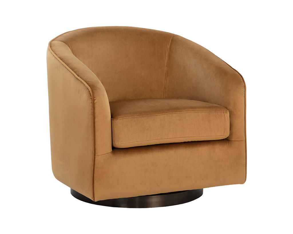 Preview image for Hazel Swivel Lounge Chair - Dark Bronze - Gold Sky