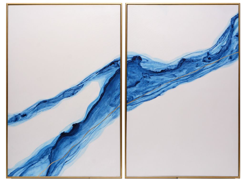 Preview image for Fluidity (Set Of 2) - 40" X 60" - Gold Floater Frame