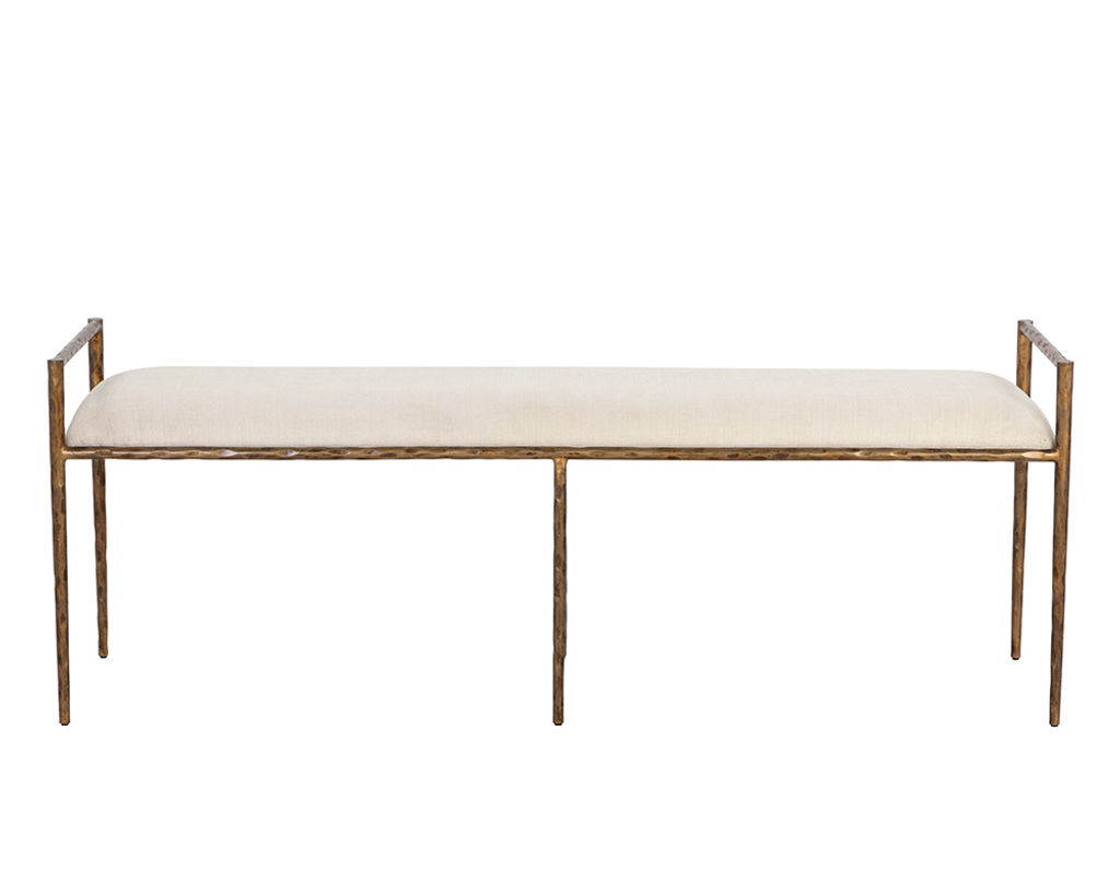 Hammered Brass Alabaster Bench