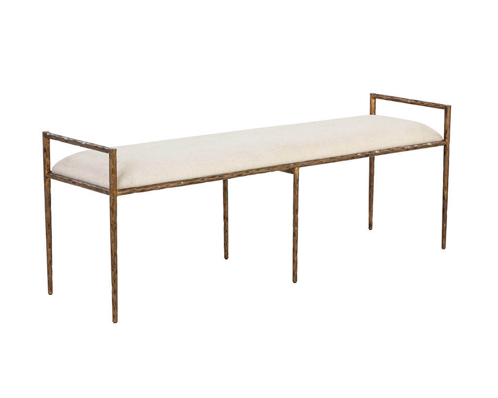 Preview image for Hammered Brass Alabaster Bench