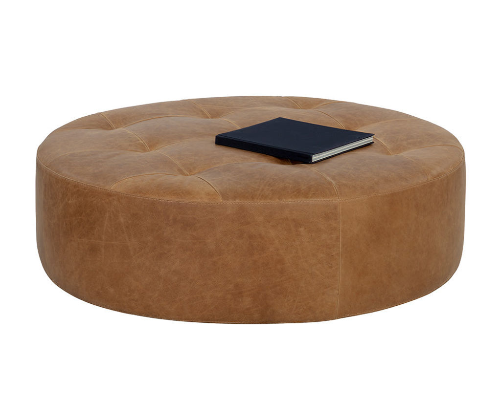 Ottoman - Camel Leather