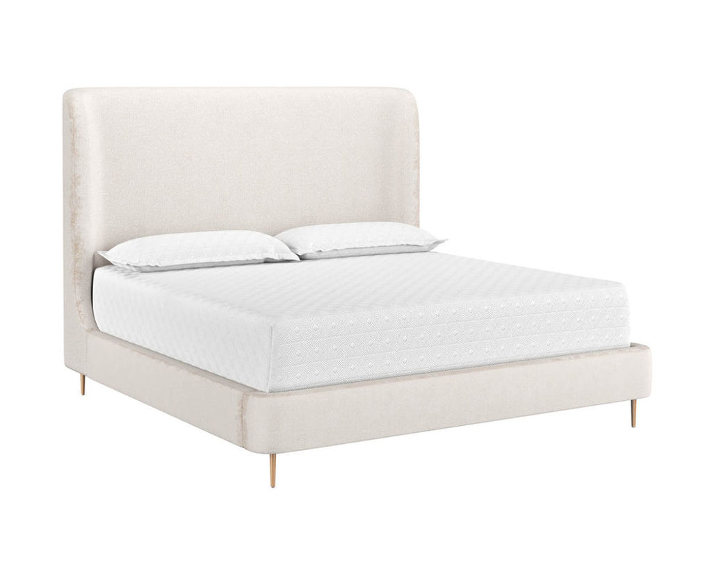 Preview image for Curved Upholstered Taupe King Bed