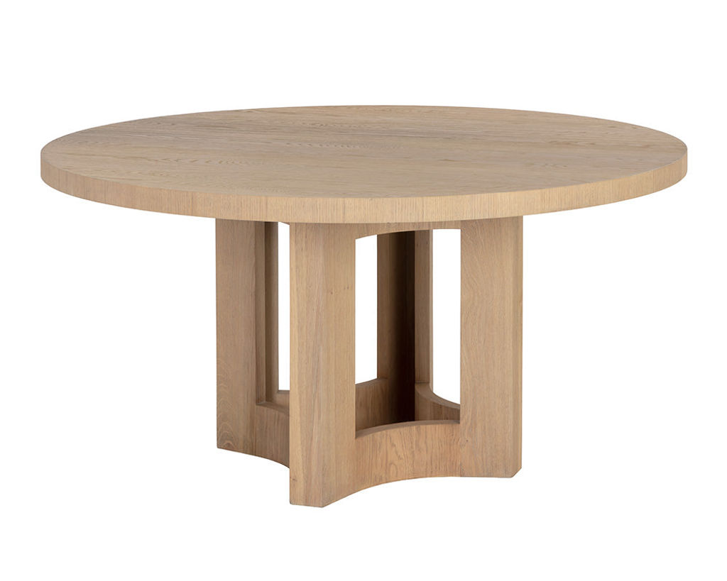 Preview image for Modern Round Dining Table Natural Oak Wood 60 inch