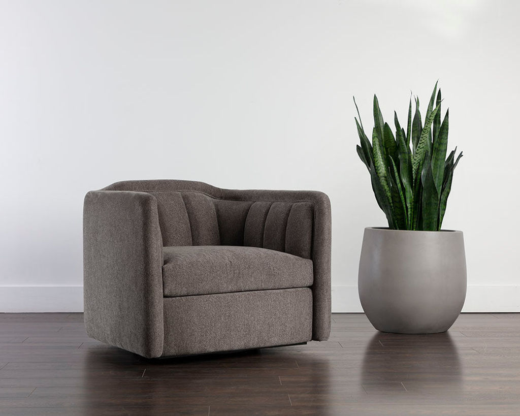 Birrit Swivel Armchair, Alaska Hedgehog Brown