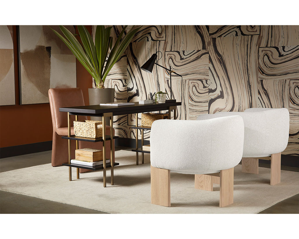 Trine Lounge Chair, Rustic Oak/Dove Cream