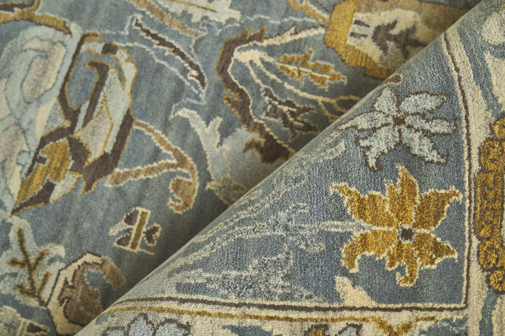 Jurassic Hand-Knotted New Zealand Wool Gray/Light Blue Area Rug- 3799 9’X12’