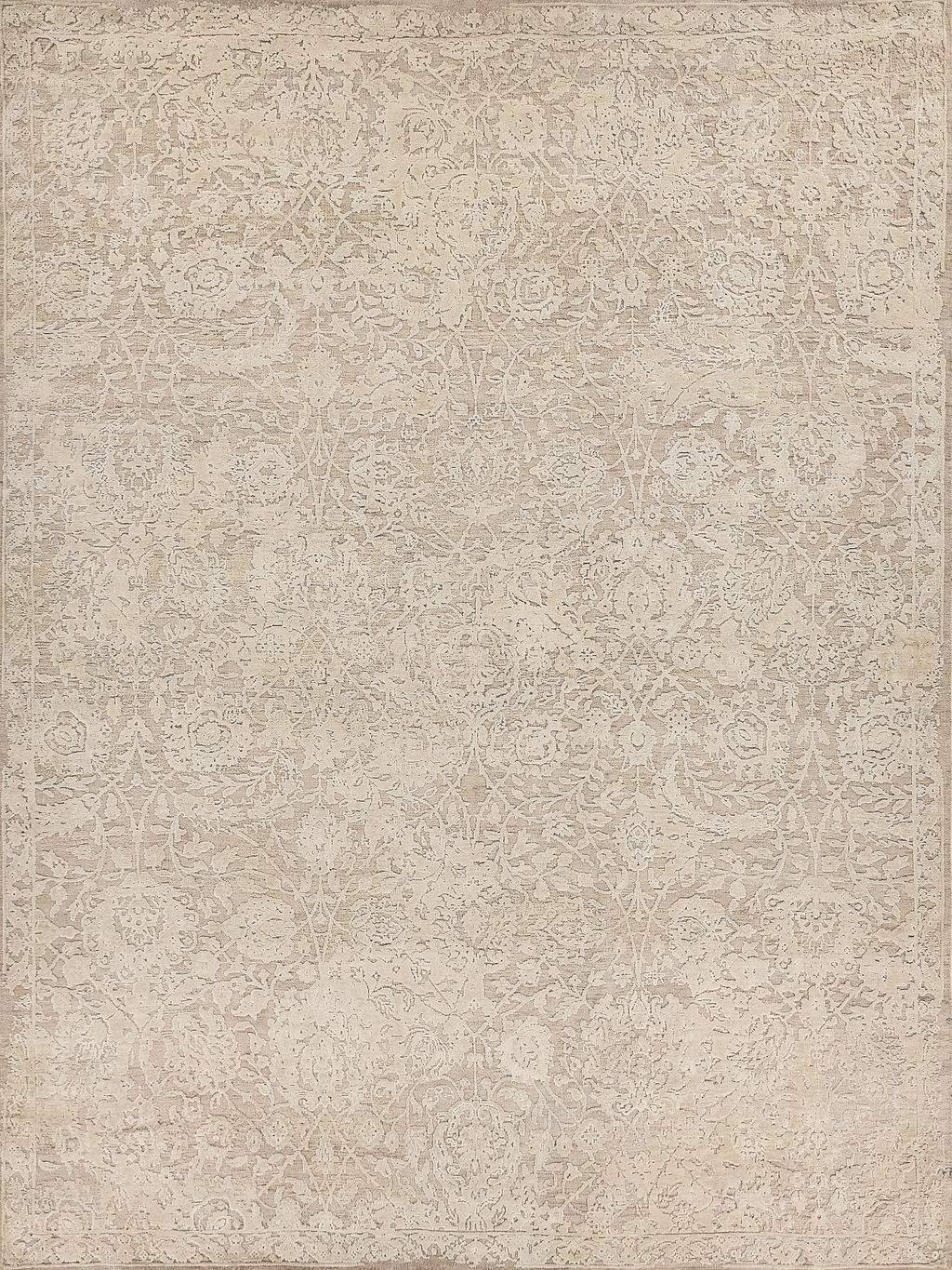 Meena Hand-Knotted New Zealand Wool And Silk Ivory/Beige Area Rug- 2469 9’X12’