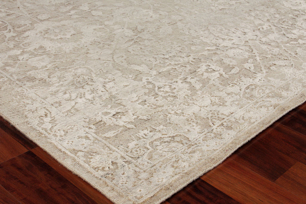 Meena Hand-Knotted New Zealand Wool And Silk Ivory/Beige Area Rug- 2469 9’X12’