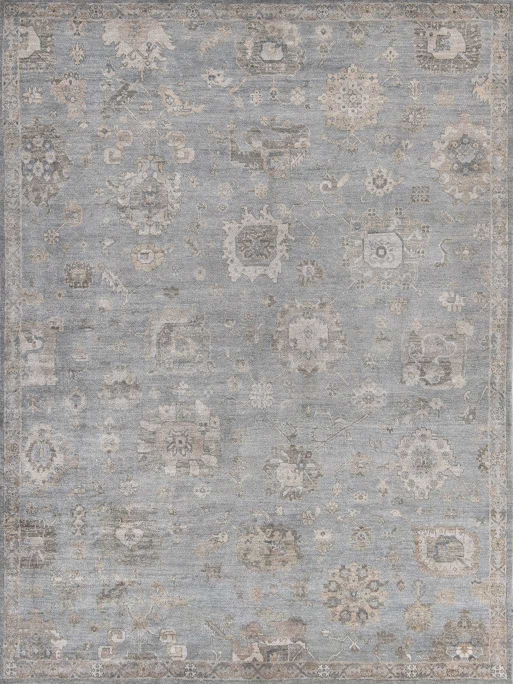 Museum Hand-Knotted Bamboo Silk And Cotton Blue/Gray Area Rug- 3492 10’X14’