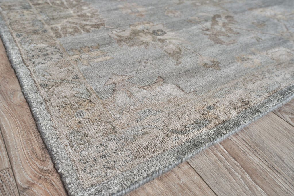 Museum Hand-Knotted Bamboo Silk And Cotton Blue/Gray Area Rug- 3492 10’X14’