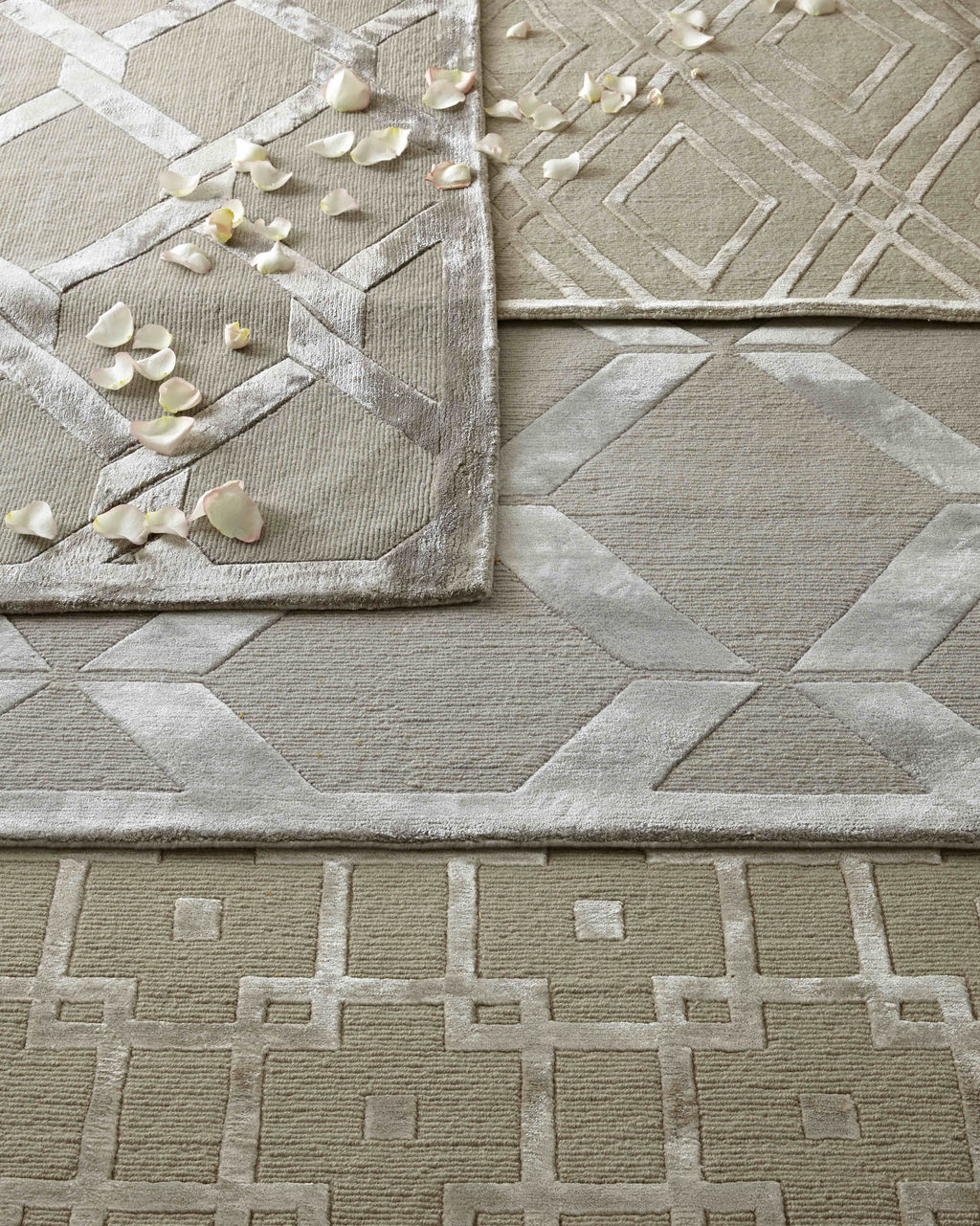 Metro Velvet Hand-Knotted New Zealand Wool And Viscose Beige Area Rug- 3033 10’X14’