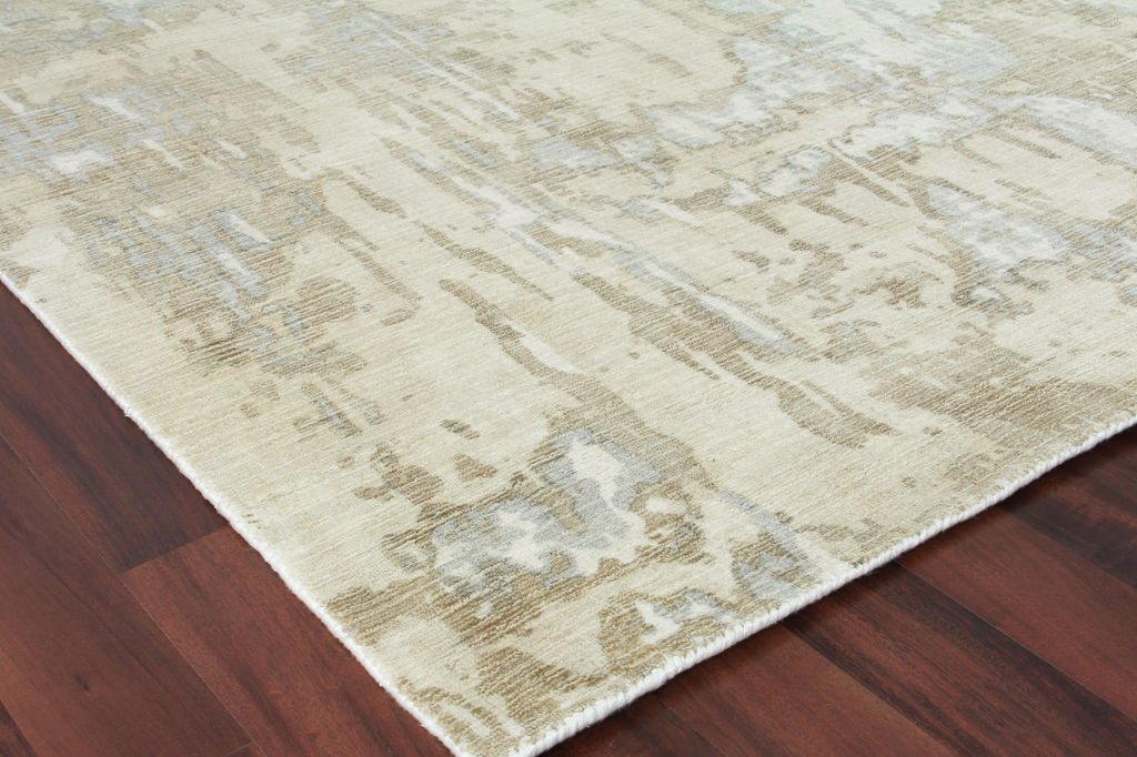 Murano Handmade New Zealand Wool And Bamboo Silk Ivory/Silver/Gold Area Rug- 4031 8’X10’