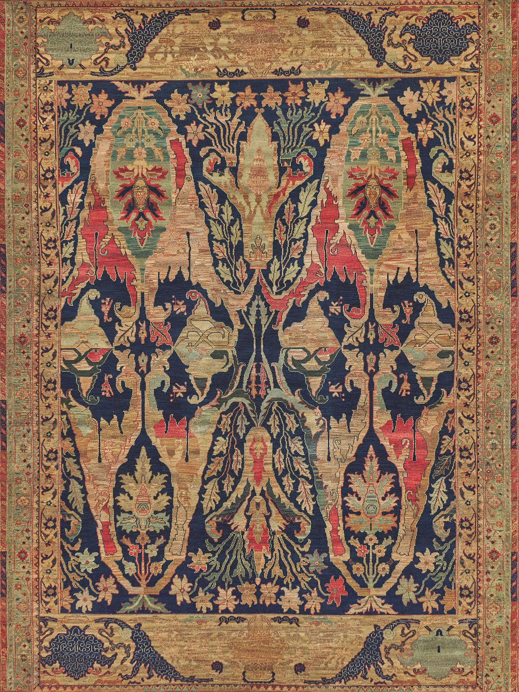 Jurassic Hand-Knotted New Zealand Wool Beige/Blue/Gold Area Rug- 9368 10’X14’