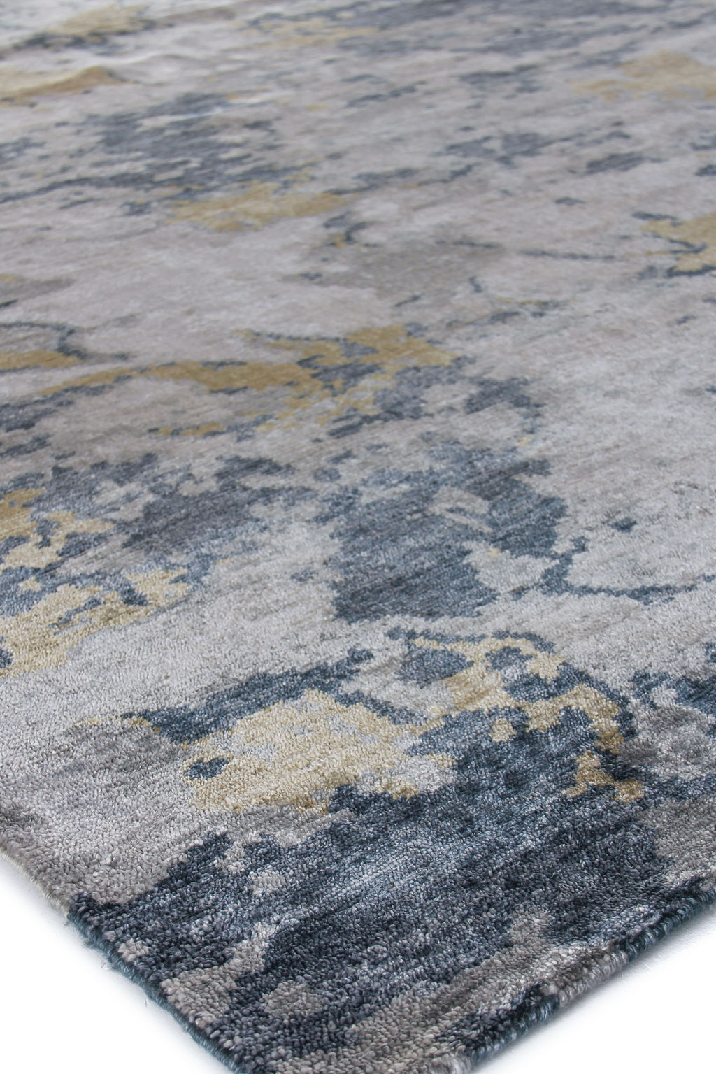 Bamboo Silk Hand-Knotted Blue/Gray Area Rug- 3340 12’X15’