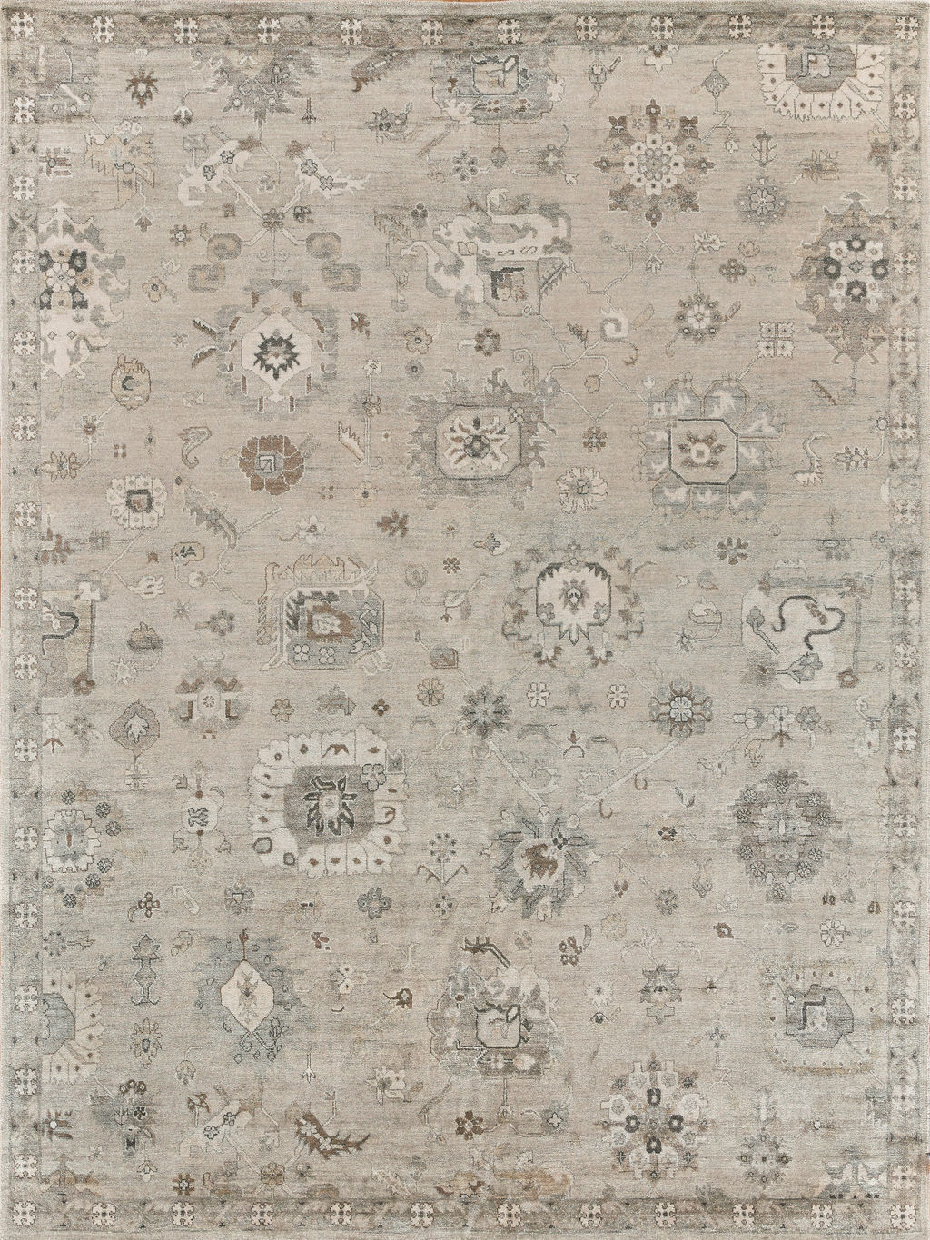 Preview image for Museum Hand-Knotted Bamboo Silk And Cotton Pewter Area Rug- 5198 9’X12’