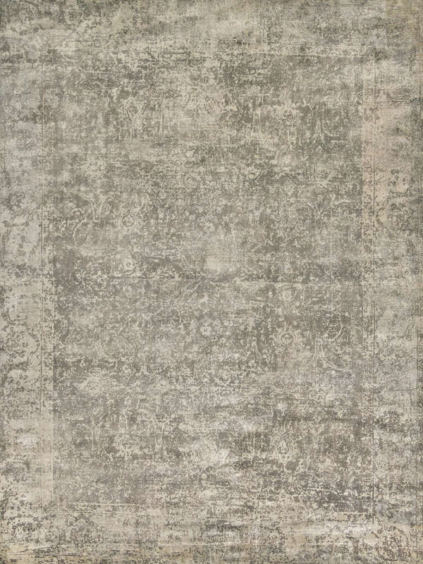 Cassina Handmade Bamboo Silk And Cotton Charcoal/Green Area Rug- 2548 10’X14’