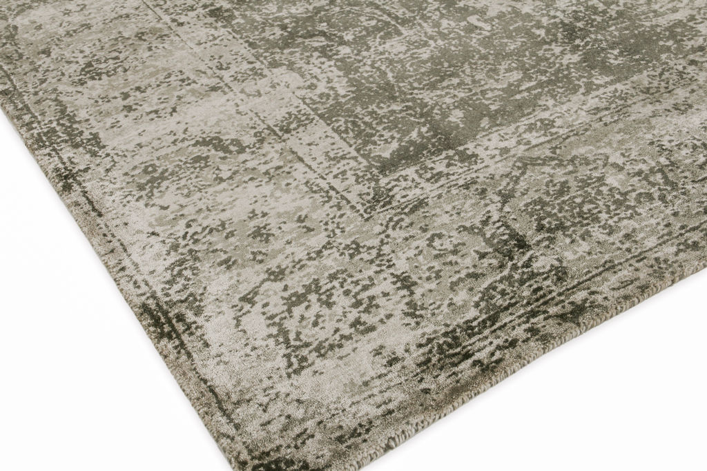 Cassina Handmade Bamboo Silk And Cotton Charcoal/Green Area Rug- 2548 10’X14’