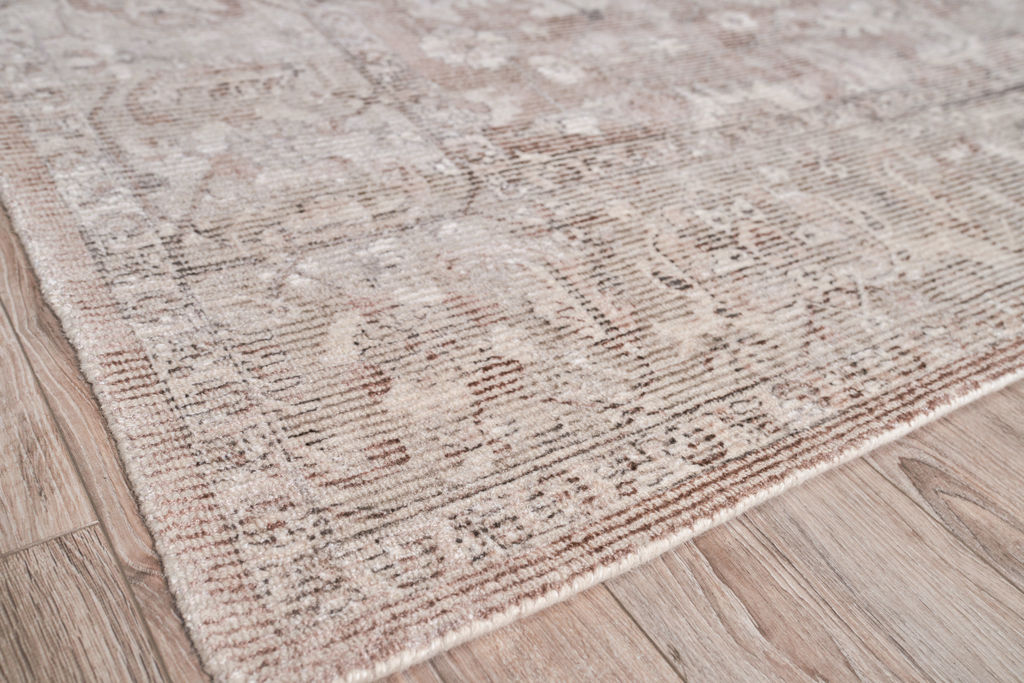 Tuscany Handmade New Zealand Wool And Bamboo Silk Tan Area Rug- 4108 8’X10’