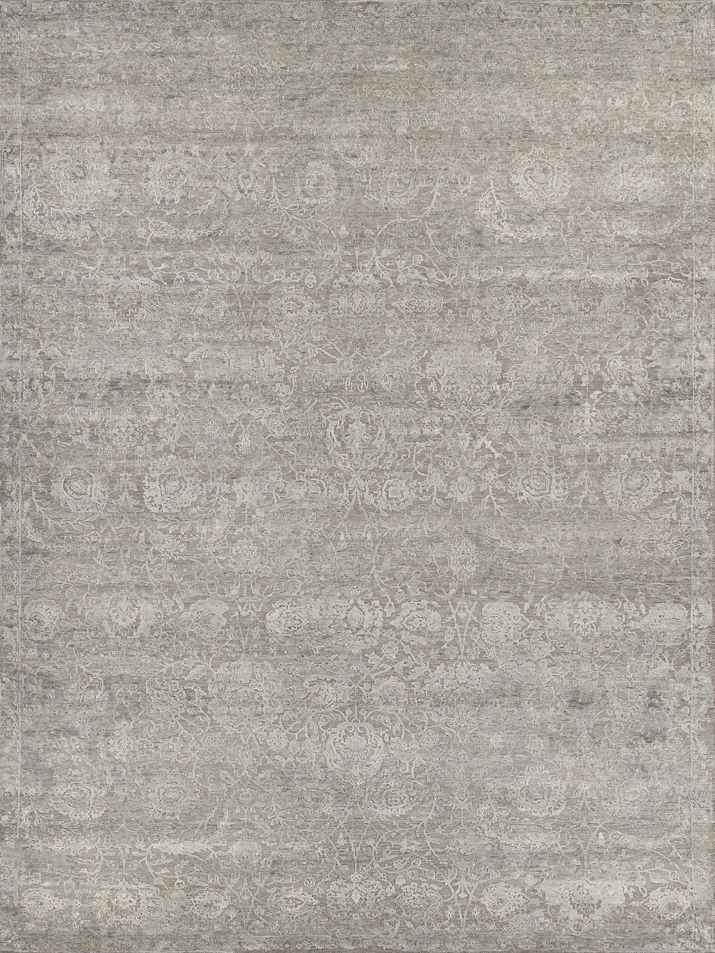 Preview image for Meena Hand-Knotted New Zealand Wool And Silk Silver/Gray Area Rug- 2468 10’X14’