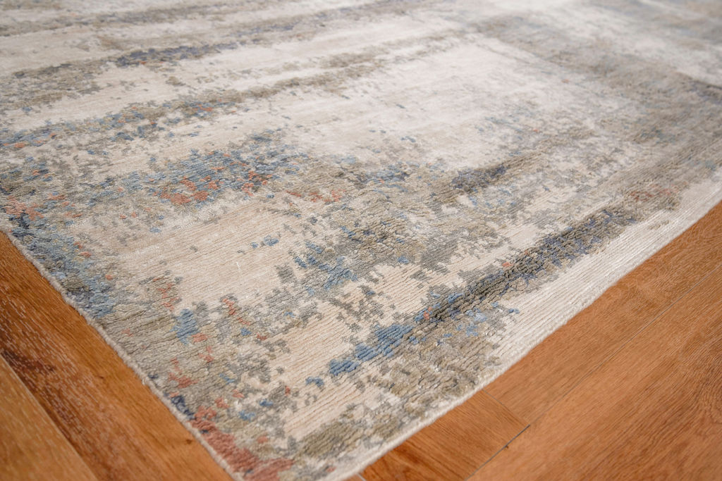 Laureno Hand-Knotted Bamboo Silk And Cotton Gray/Multi Area Rug- 4471 8’X10’