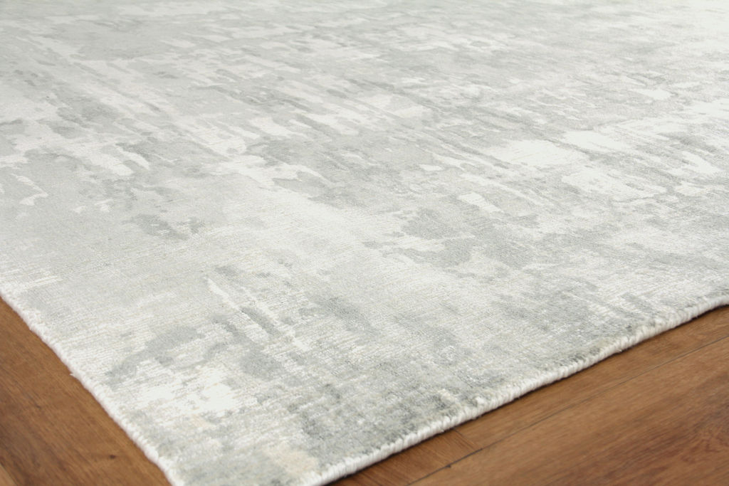 Murano Handmade New Zealand Wool And Bamboo Silk Silver Area Rug- 4030 9’X12’