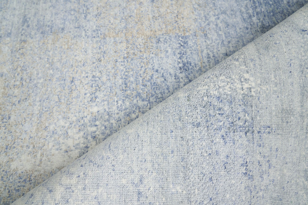 Fine Pure Silk Hand-Knotted Silk Blue/Brown Area Rug- 4211 8’X10’