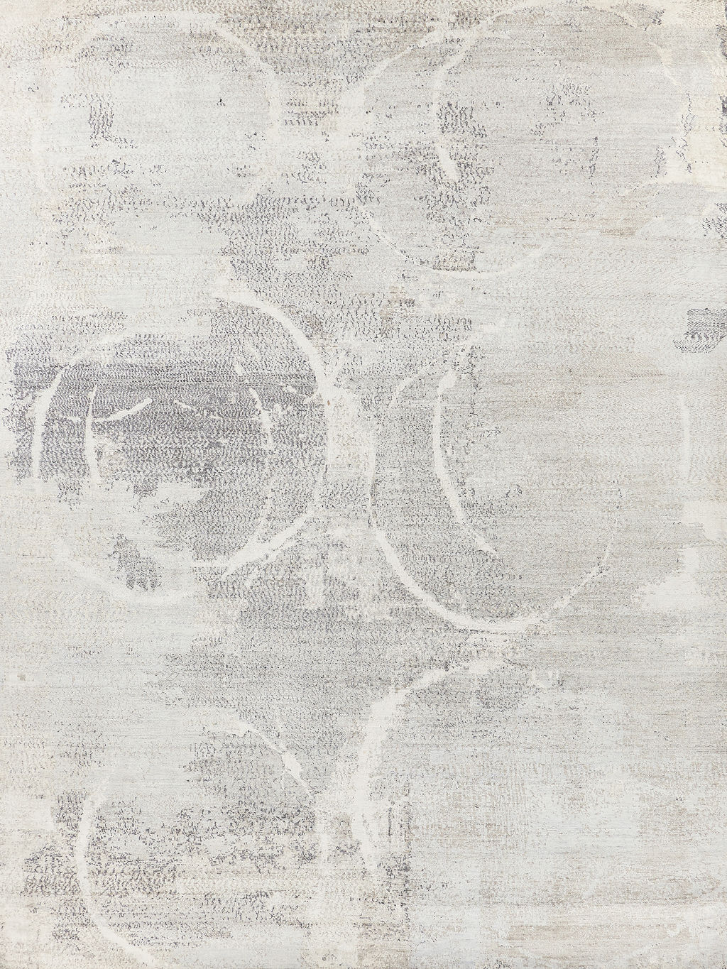 Preview image for Fine Pure Silk Hand-Knotted Silk Gray/Ivory Area Rug- 4223 10’X14’