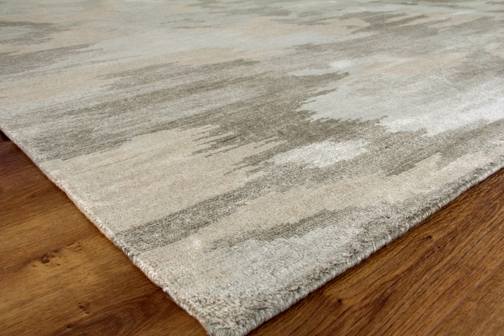 Bamboo Silk Hand-Knotted Light Silver/Gray Area Rug- 3263 9’X12’