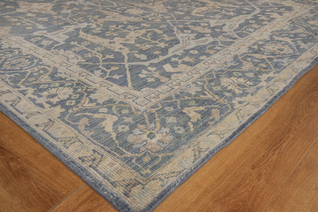 Antique Weave Oushak Hand-Knotted New Zealand Wool Blue Area Rug- 3422 14’X18’