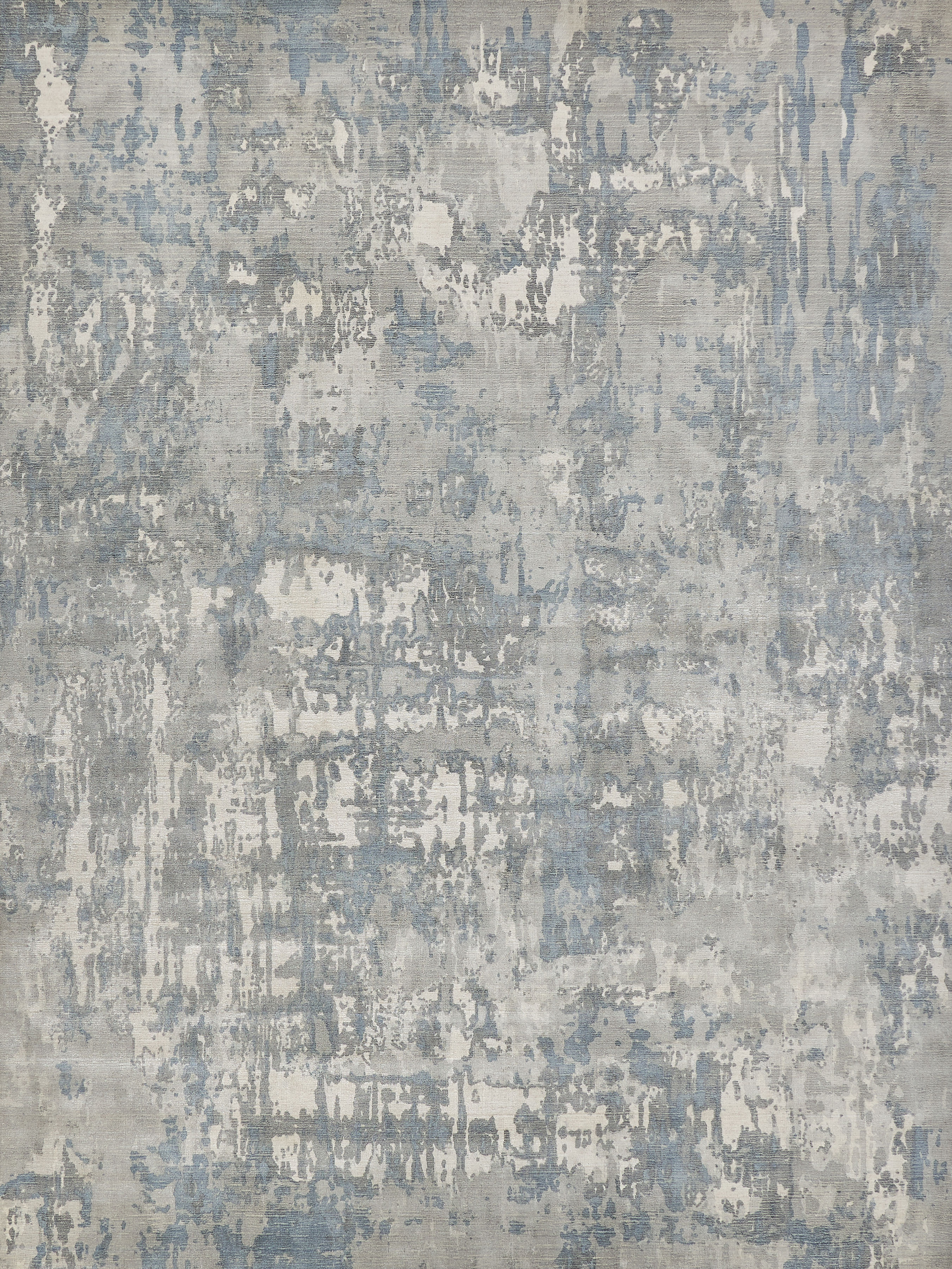 Murano Handmade New Zealand Wool And Bamboo Silk Silver/Blue Area Rug- 4029 6’X9’