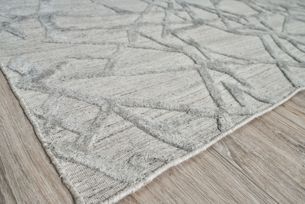 Windsor Handmade New Zealand Wool And Bamboo Silk Gray Area Rug- 2440 9’X12’