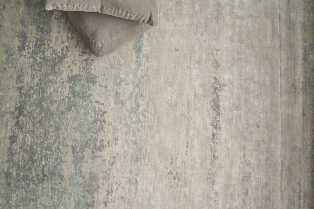 Roset Handmade Bamboo Silk And Cotton Light Gray/Blue Area Rug- 2532 12’X15’