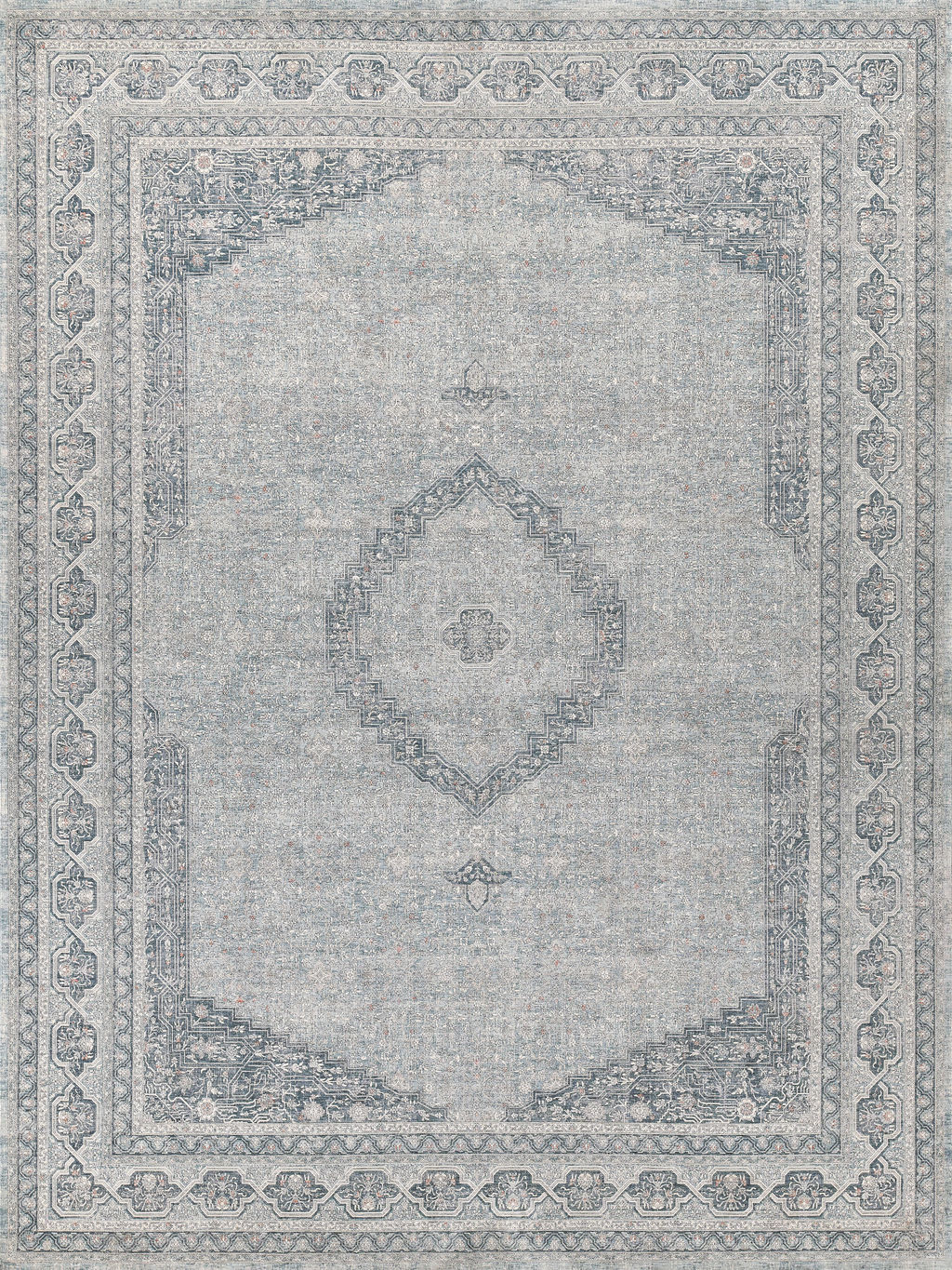 Preview image for Heritage Power Loom Polyester And Acrylic Light Blue/Rust Area Rug- 4624 9’X12’