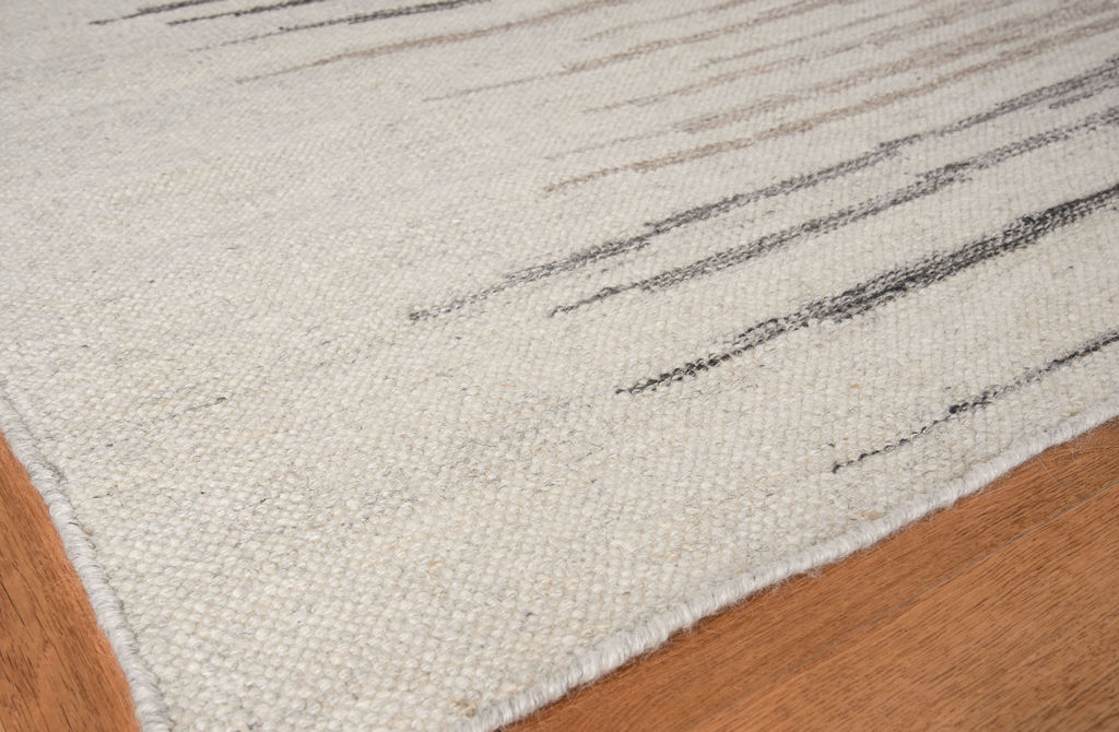 Scandinavian Handmade New Zealand Wool And Bamboo Silk Ivory/Blue/Gray Area Rug- 4569 9’X12’