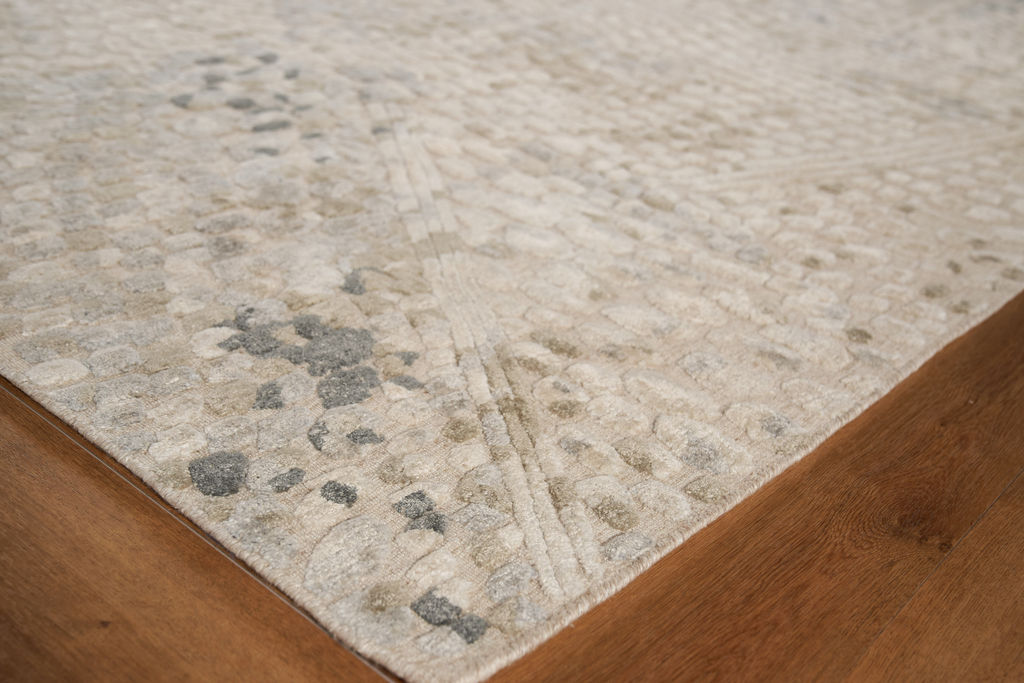 Overture Handmade New Zealand Wool And Bamboo Silk Beige Area Rug- 4521 9’X12’