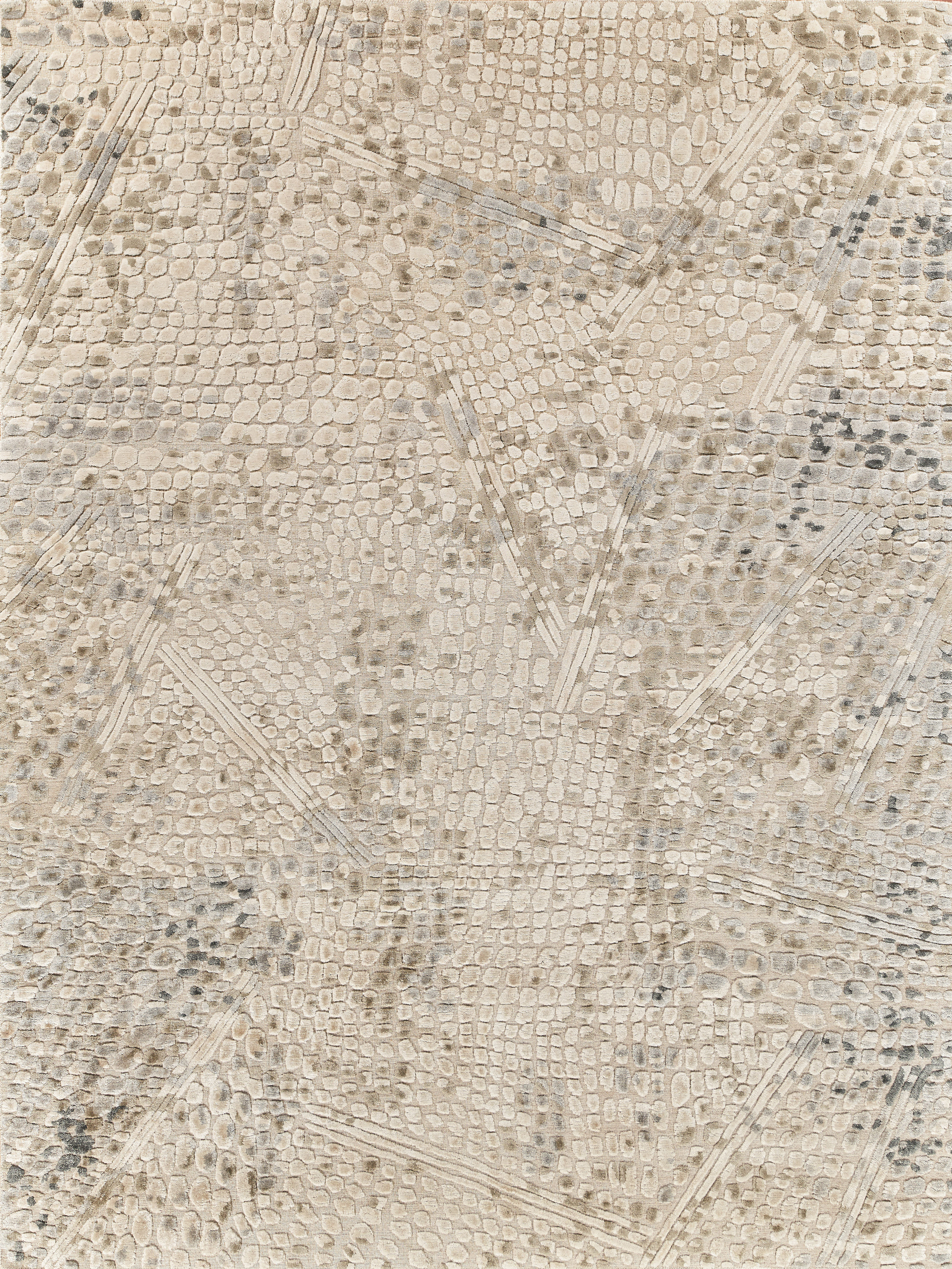 Overture Handmade New Zealand Wool And Bamboo Silk Beige Area Rug- 4521 9’X12’