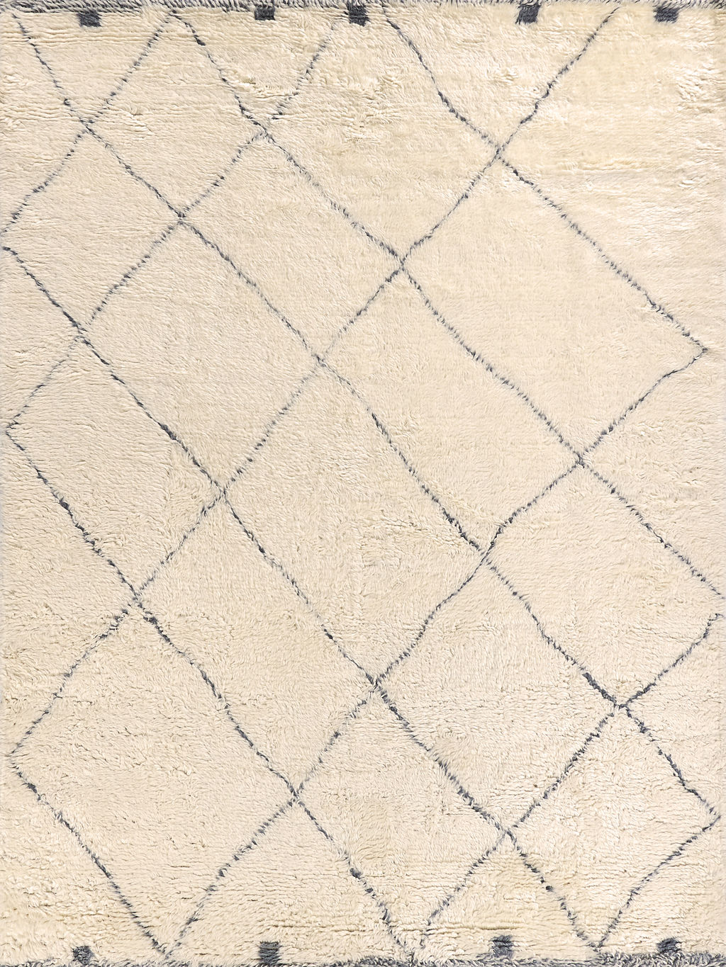 Moroccan Hand-Knotted New Zealand Wool Ivory/Gray Area Rug- 3854 6’X9’
