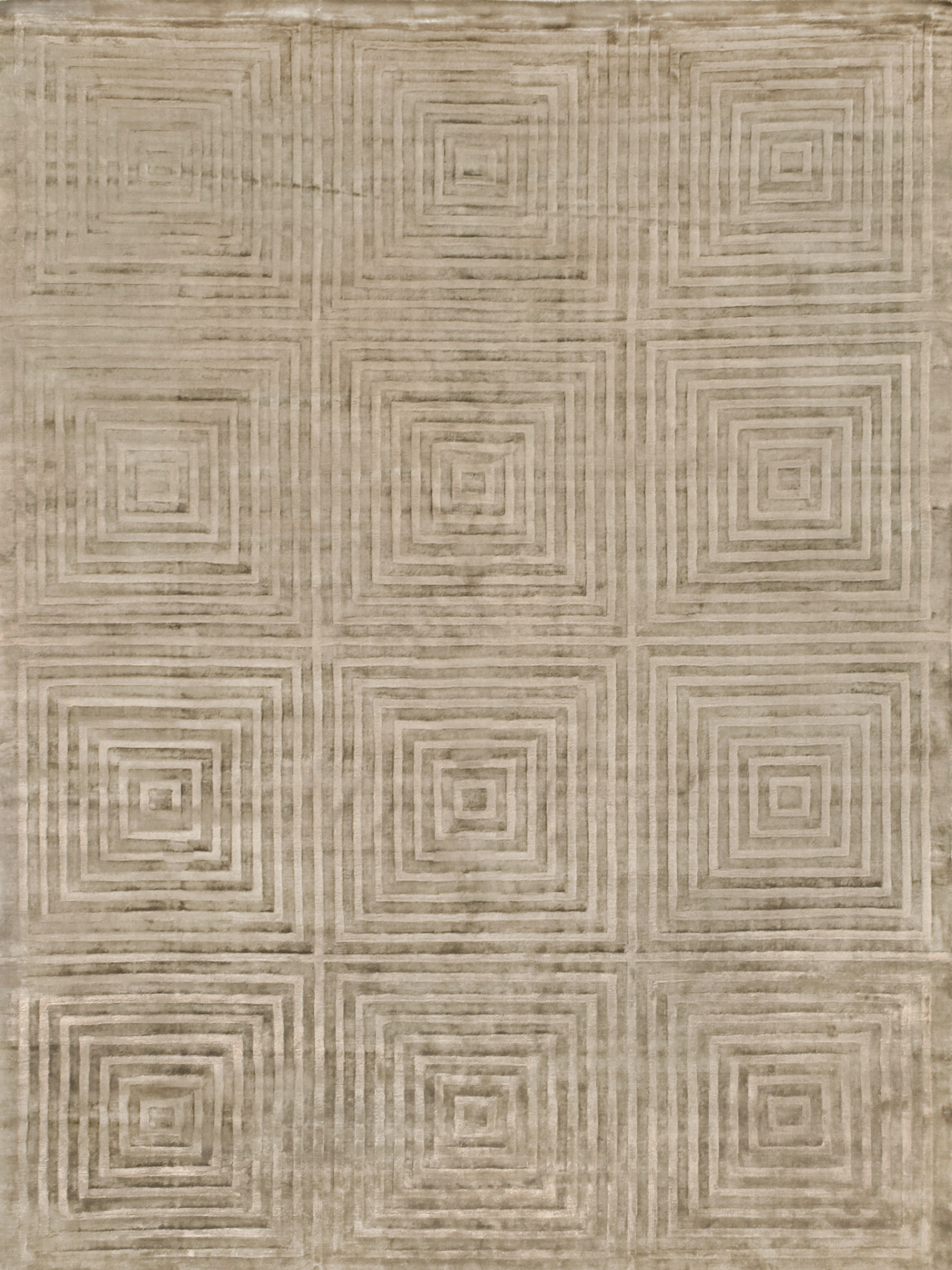 Dove Embossed Handmade Viscose And Cotton Khaki Area Rug- 3574 9’X12’