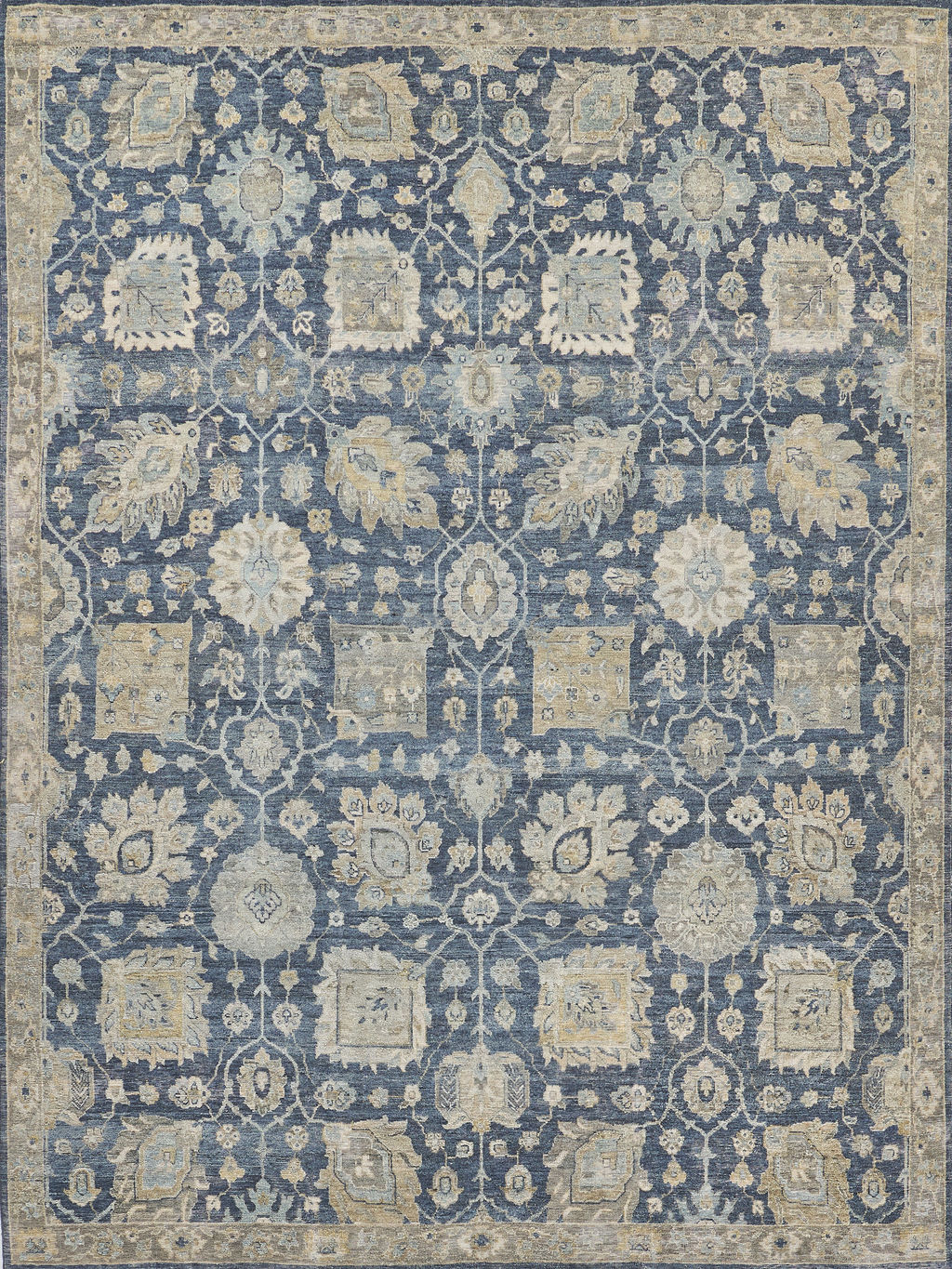 Heirloom Hand-Knotted New Zealand Wool Blue Area Rug- 3986 14’X18’