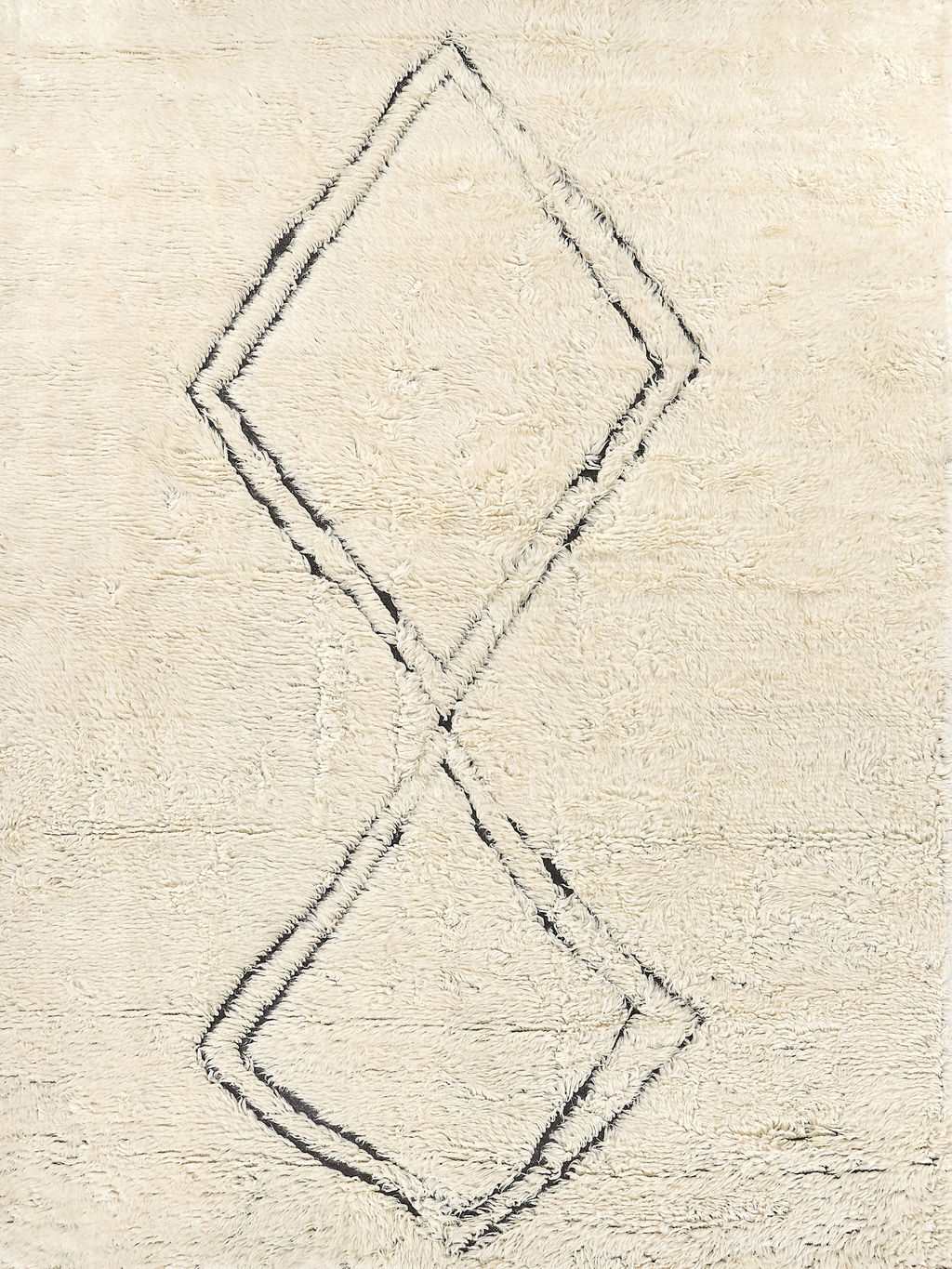 Preview image for Moroccan Hand-Knotted New Zealand Wool Ivory/Black Area Rug- 3853 9’X12’