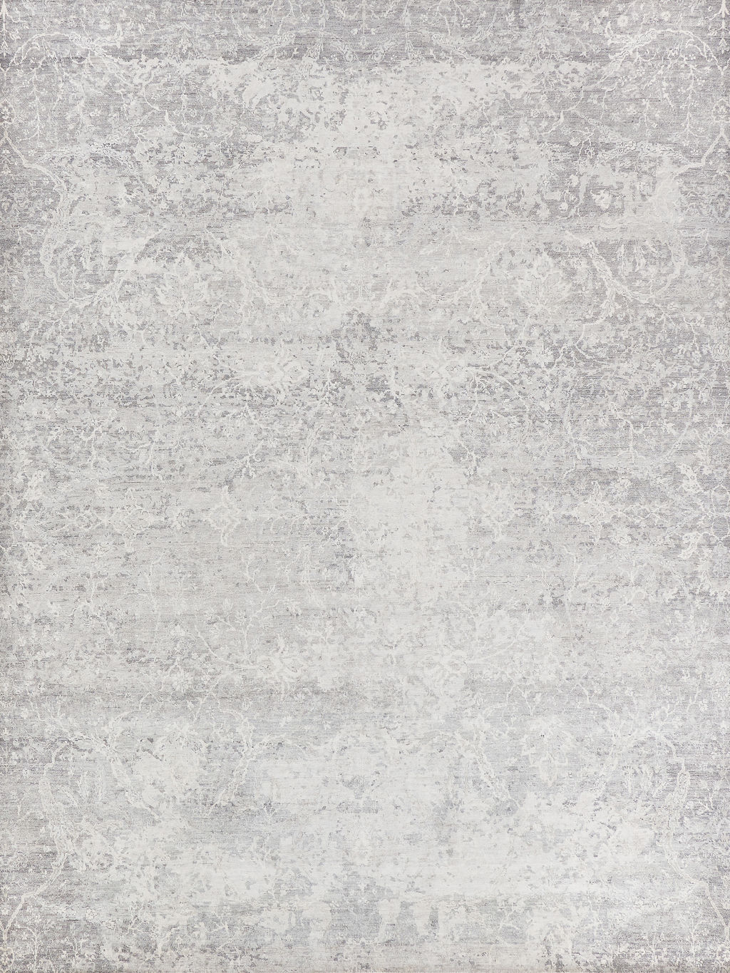 Preview image for Fine Pure Silk Hand-Knotted Silk Gray/Ivory Area Rug- 4228 12’X15’