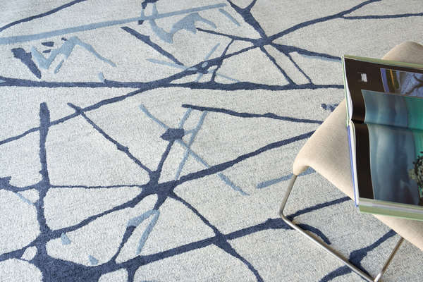 Hand-Tufted New Zealand Wool Navy Area Rug 8' X 10'