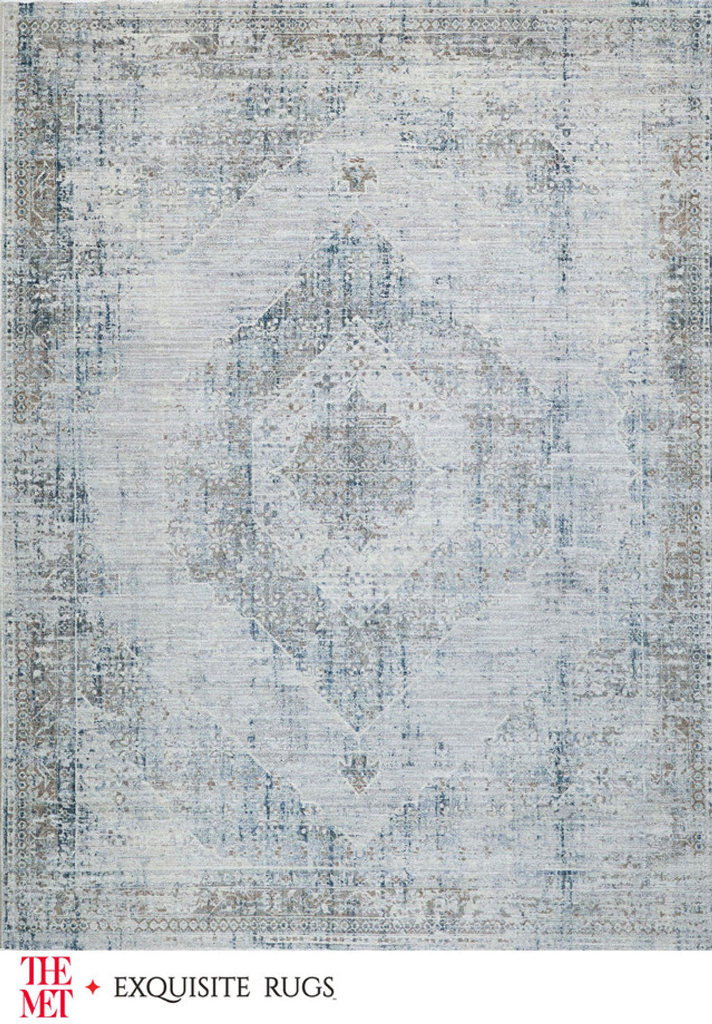 The Met X Exquisite Rugs Vintage Looms Beige/Blue Area Rug 6' X 9'