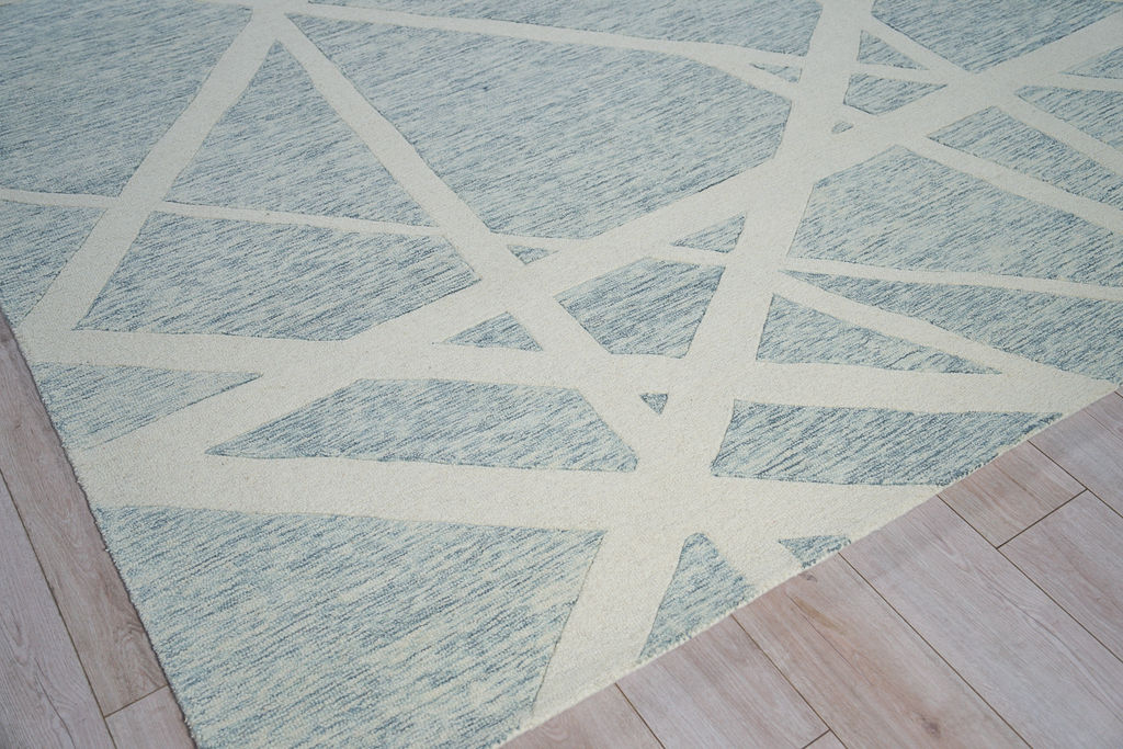 Geometric Handmade Hand-Tufted New Zealand Wool On Canvas Silver/Ivory Area Rug 9' X 12'