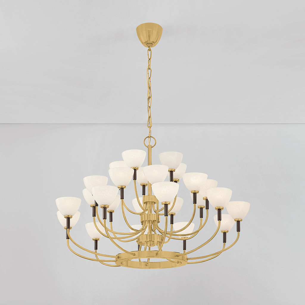 Brahma Chandelier 38" X 25.75", Vintage Polished Brass And Bronze