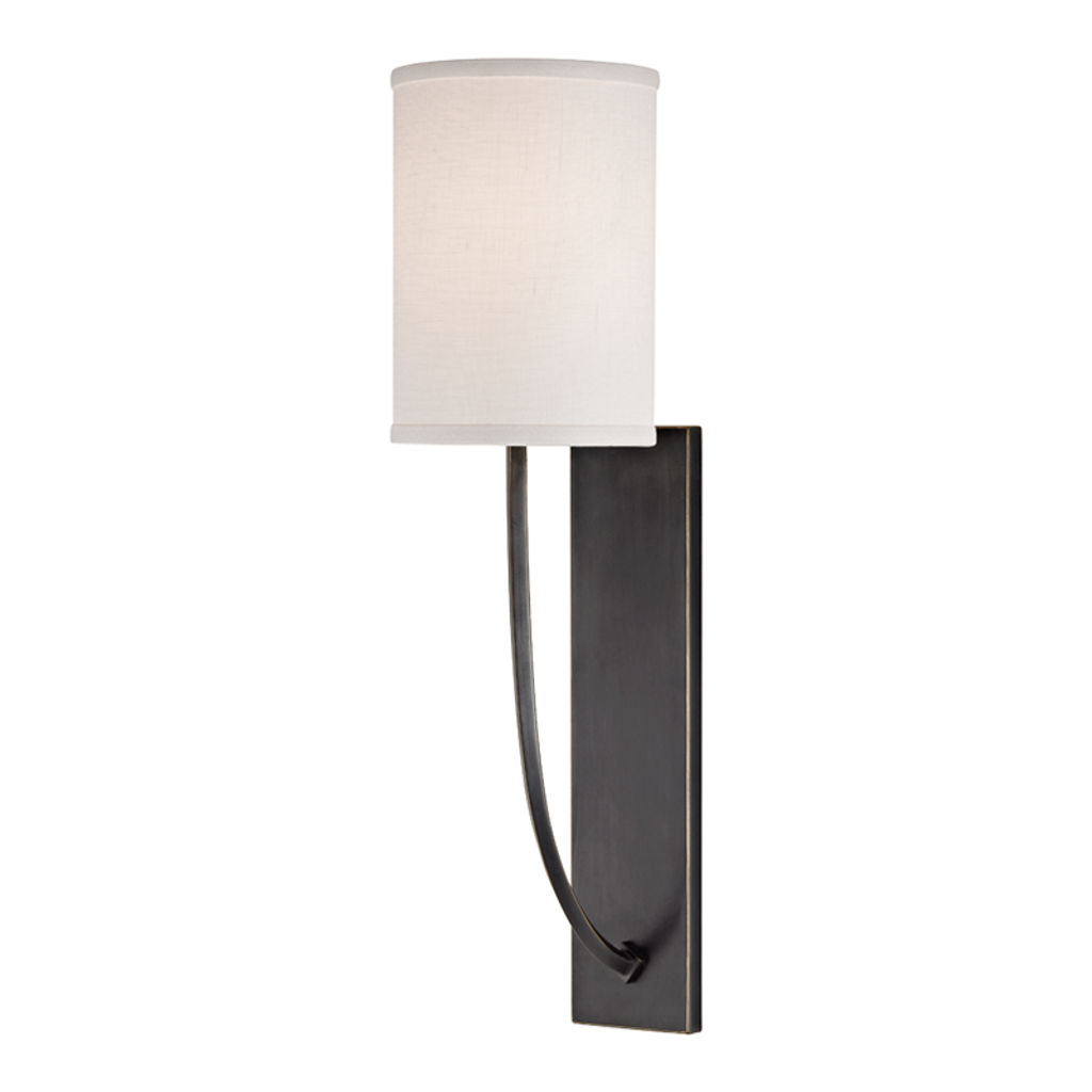 Colton 1 Light Wall Sconce, Old Bronze Body, Off White Shade