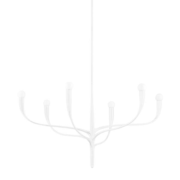 Labra Chandelier 6 Lamps, White Plaster