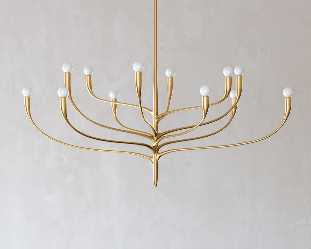 Labra Chandelier 12 Lamps, Vintage Gold Leaf
